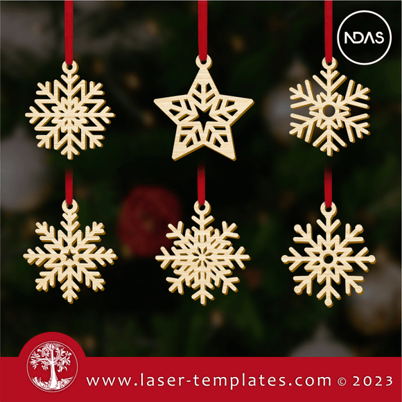 Christmas Snowflake Ornaments, Set of 6