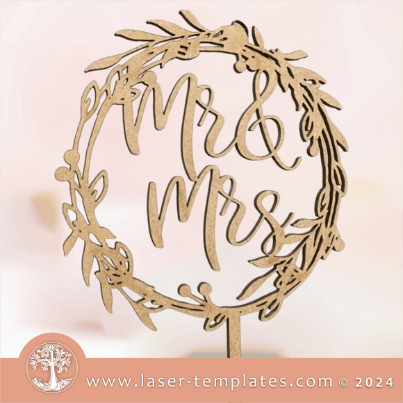 Mr and Mrs Wreath Cake Topper