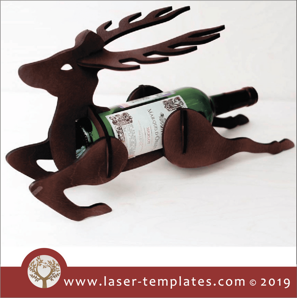 WINE BOTTLE HOLDER, REINDEER, WOOD