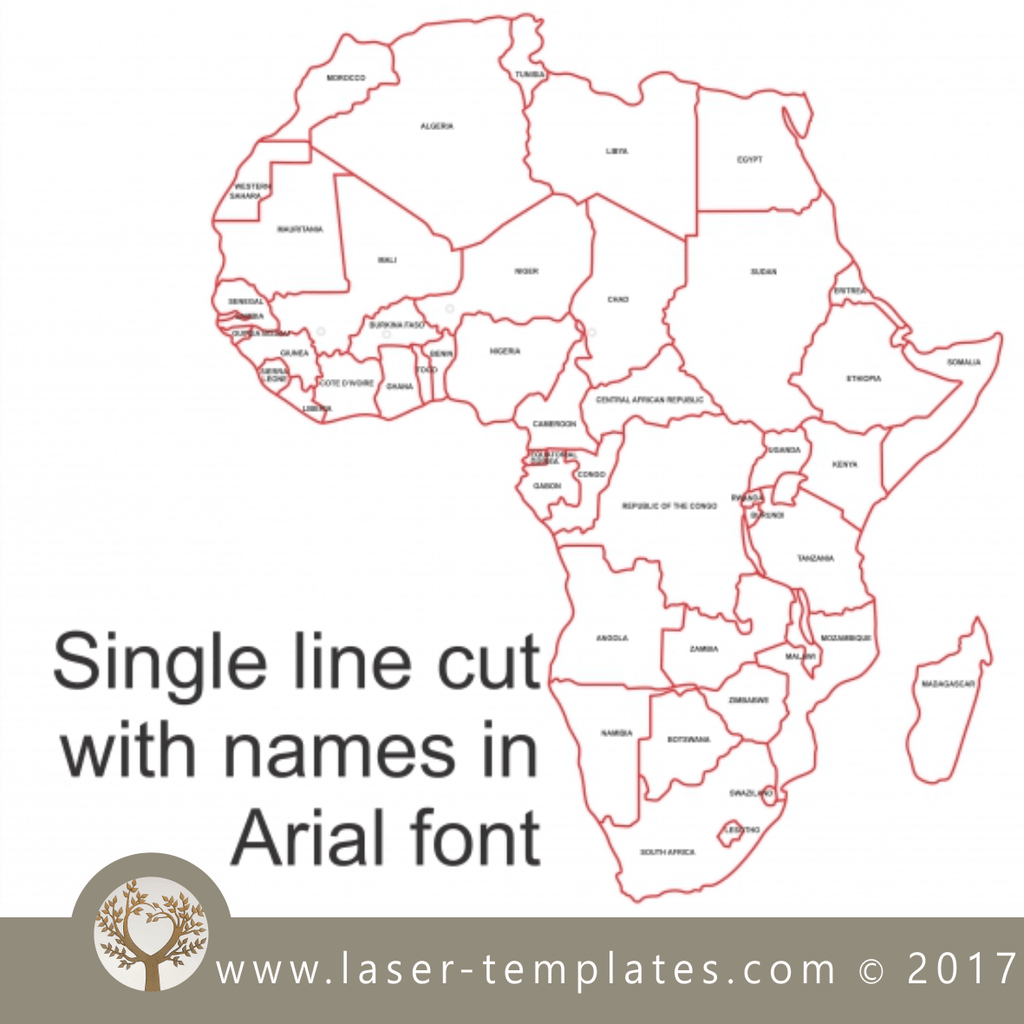 Laser cut Africa template download. Africa puzzle, – Laser Ready Templates