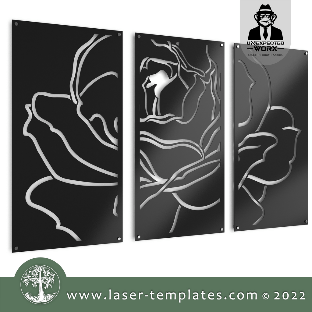 Black Rose Wall Art Laser Ready Templates