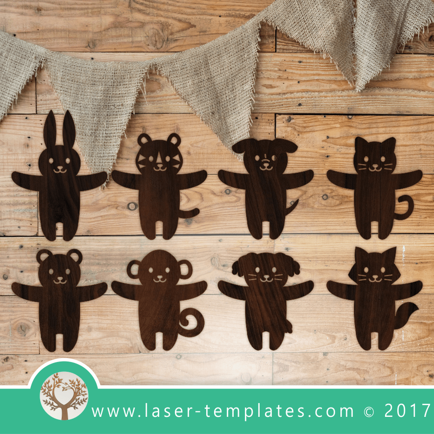Laser Cut Cute Animal Set Template, Download Laser Ready Vectors ...