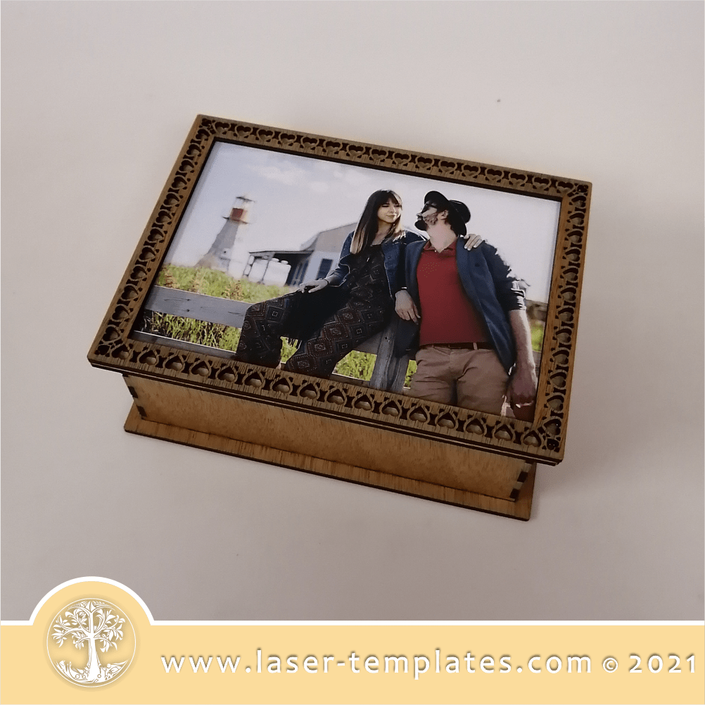 Laser cut template for Photo Frame Box Laser Ready Templates