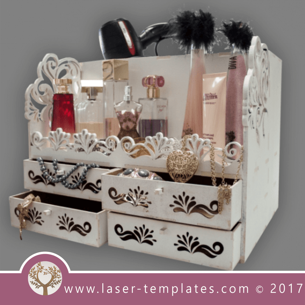 Laser cut vanity case stand template, download design pattern. โ Laser