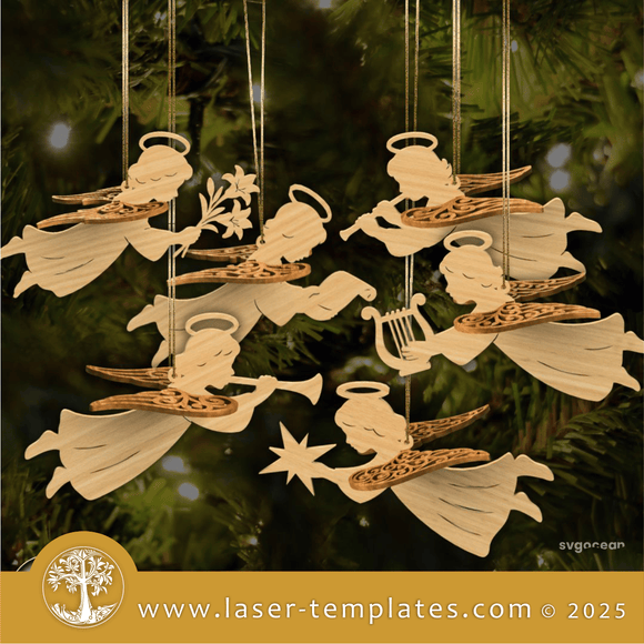 Laser Ready Templates New 3D Christmas Angels Ornament Bundle 3D Christmas Angels Ornament Bundle Thumbnail
