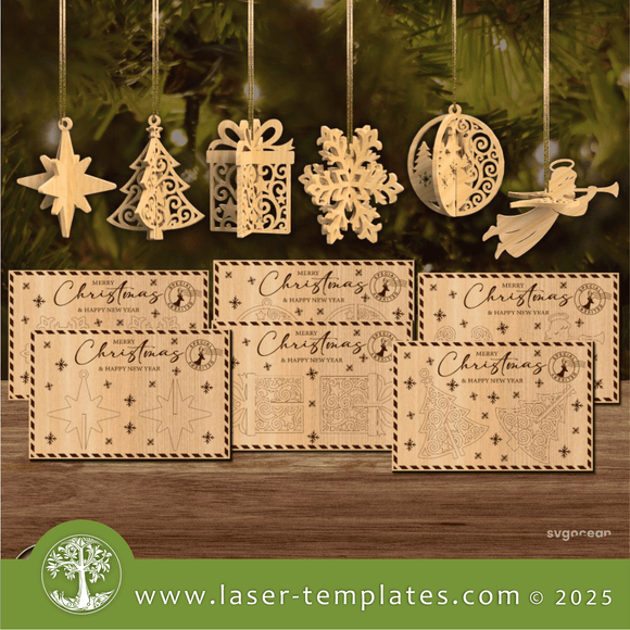 Laser Ready Templates New 3D Christmas Card Ornament Bundle 3D Christmas Card Ornament Bundle Thumbnail