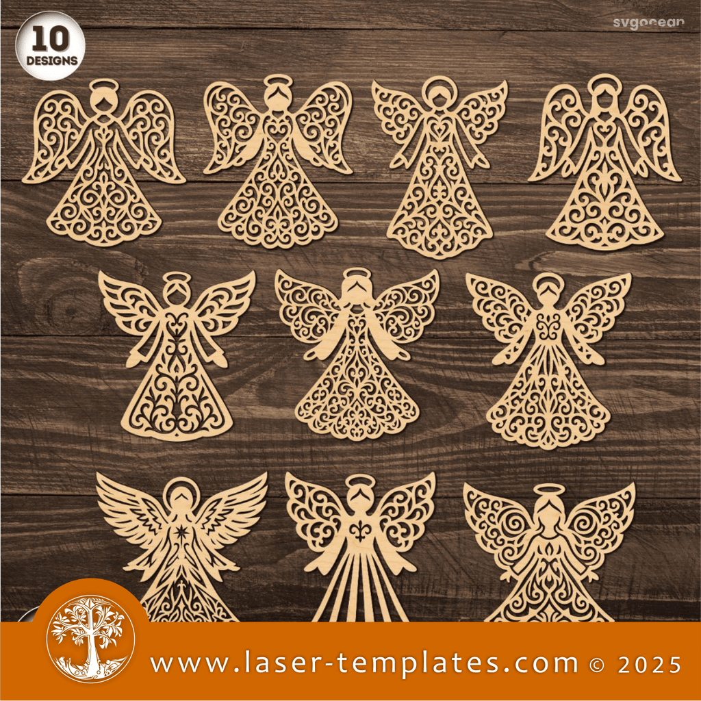 Christmas Angels Ornament Bundle – Laser Ready Templates