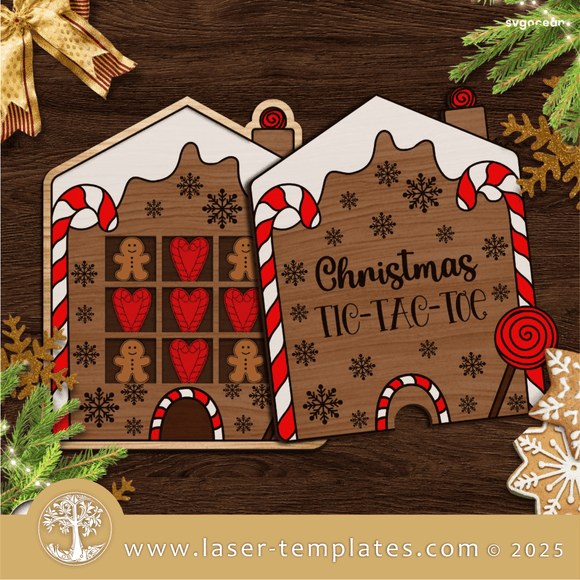 Laser Ready Templates New Christmas Gingerbread House Tic Tac Toe Game Christmas Gingerbread House Tic Tac Toe Game Thumbnail