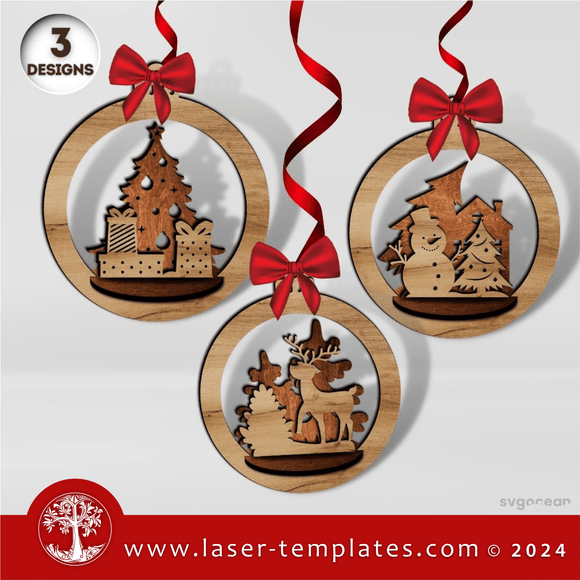 Laser Ready Templates New Christmas Ornaments, Set of 3 Christmas Ornaments, Set of 3 Thumbnail