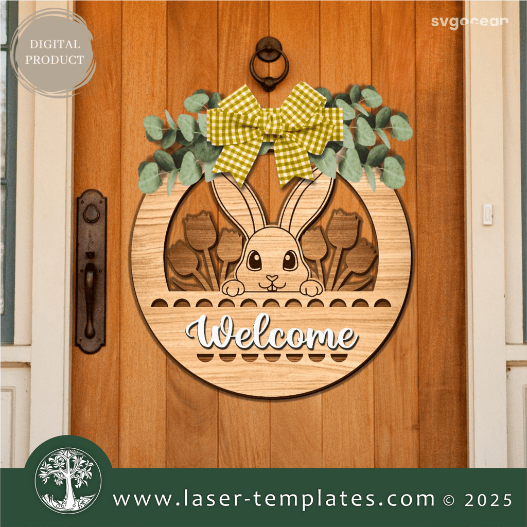 Easter Bunny Door Sign Hanger – Laser Ready Templates