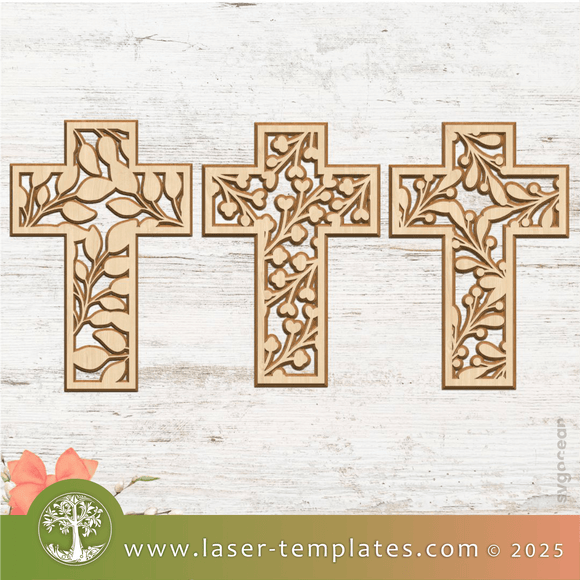 Laser Ready Templates New Floral Crosses Set of 3 Floral Crosses Set of 3 Thumbnail