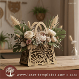 Laser Ready Templates New Flower Basket - Tropical Leaf Pattern Flower Basket - Tropical Leaf Pattern Thumbnail