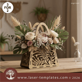 Laser Ready Templates New Flower Basket - Tropical Leaf Pattern Flower Basket - Tropical Leaf Pattern Thumbnail