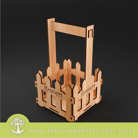Laser Ready Templates New Flower Picket Fence Basket Flower Picket Fence Basket Thumbnail
