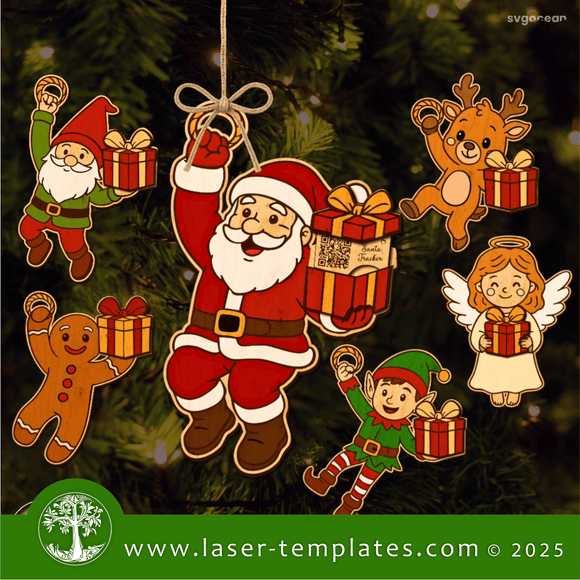 Laser Ready Templates New Santa Tracker Ornament Bundle 2 Santa Tracker Ornament Bundle 2 Thumbnail