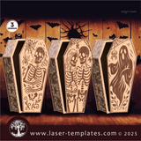 Laser Ready Templates New Skeleton Coffin Box Bundle Skeleton Coffin Box Bundle Thumbnail