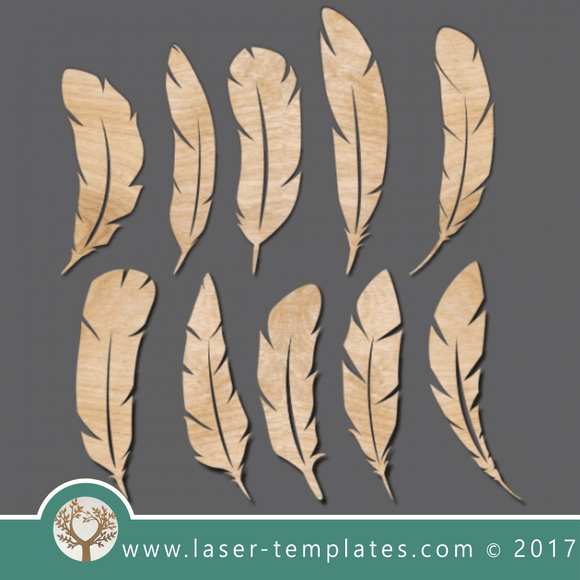 10 Laser Cut Feathers. Free vector templates daily. 10 Feathers Set.