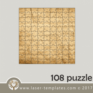108 puzzle template, laser cut squire puzzle pattern. Single line cut design. Online store, free designs every day.