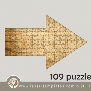 Laser cut arrow puzzle template. 109 puzzle pattern, Single line cut design. Online store, free designs every day.
