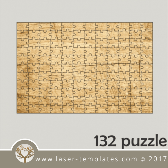 132 puzzle template, laser cut pattern. Single line cut design. Online store, free designs every day.