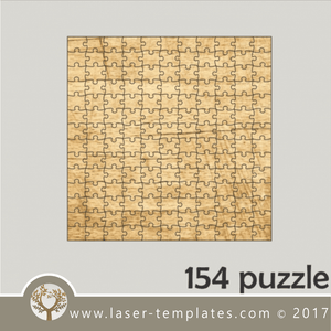 154 puzzle template, laser cut squire puzzle pattern. Single line cut design. Online store, free designs every day.