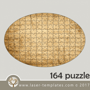 164 puzzle template, laser cut oval shape puzzle pattern. Single line cut design. Online store, free designs every day.