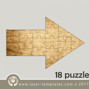 Laser cut arrow puzzle template. 18 puzzle pattern, Single line cut design. Online store, free designs every day.