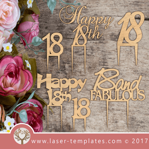18th Birthday Cake Topper Set Laser Templates, Download Vector Designs