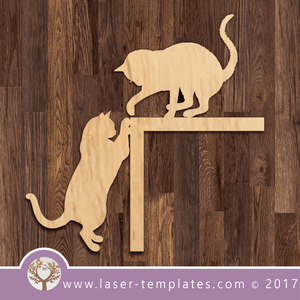 Laser Cut 2 Cats Playing Template, Download Laser Ready Vectors Online