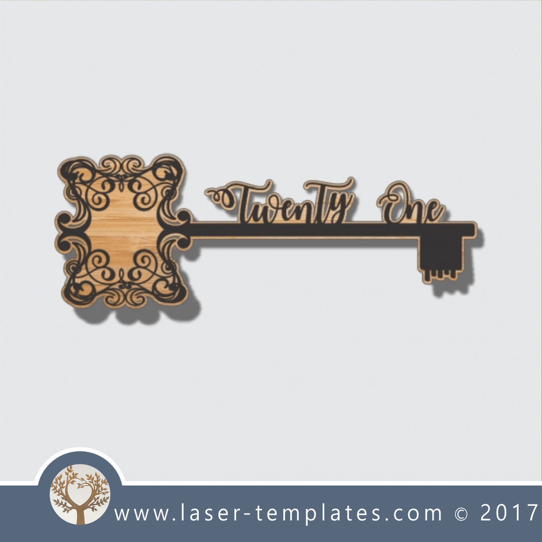 21st key template, wooden laser cut key. Online store download. – Laser ...