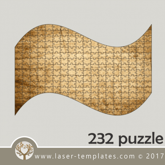 232 puzzle template, laser cut banner shape puzzle pattern. Single line cut design. Online store, free designs every day.
