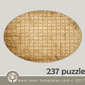 237 puzzle template, laser cut oval shape puzzle pattern. Single line cut design. Online store, free designs every day.