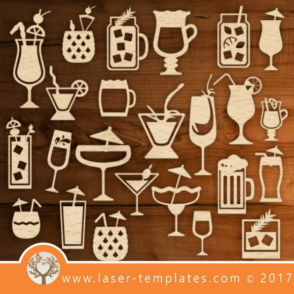 Drinks, glasses bar signs templates, download vector designs.