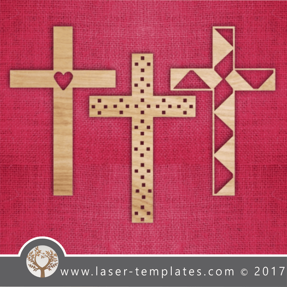 Laser cut cross template, pattern, design. Free vector designs every day. 3 Crosses