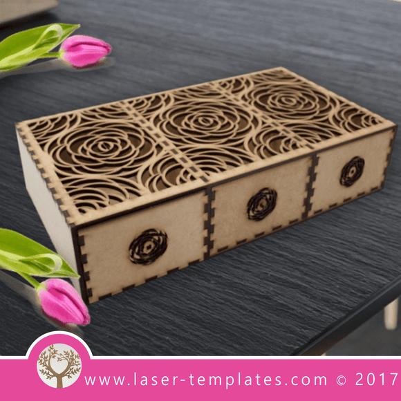 3 Draw wooden box template, laser cut online design store