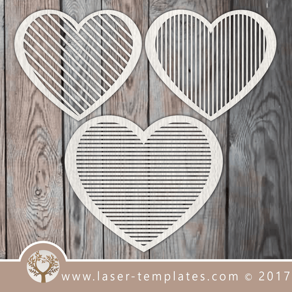 Heart template laser cut online store, free vector designs every day. 3 Striped Heartsday.