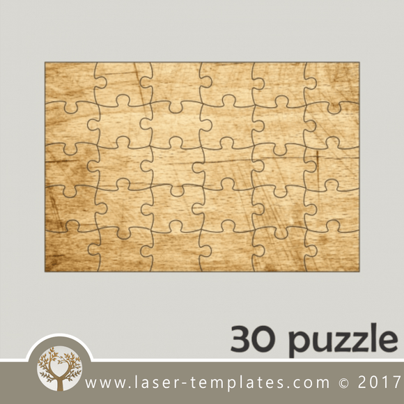 30 puzzle template, laser cut pattern. Single line cut design. Online store, free designs every day.
