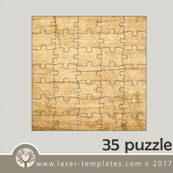 35 puzzle template, laser cut squire puzzle pattern. Single line cut design. Online store, free designs every day.