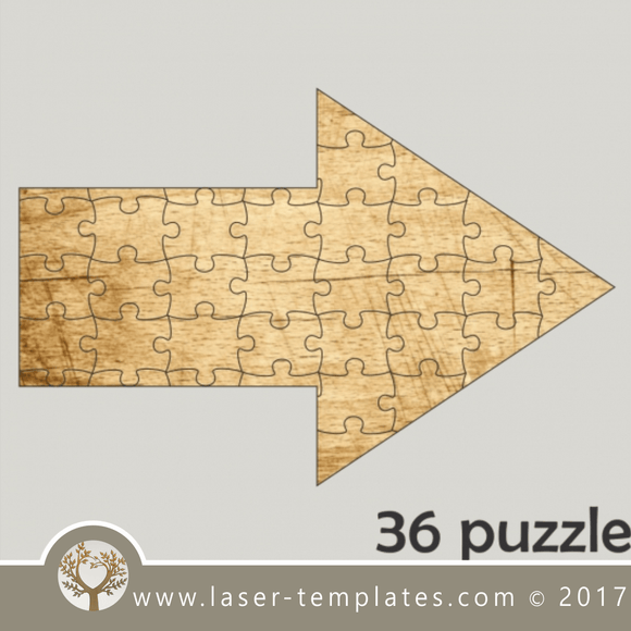 Laser cut arrow puzzle template. 36 puzzle pattern, Single line cut design. Online store, free designs every day.