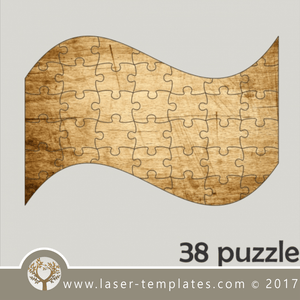 38 puzzle template, laser cut banner shape puzzle pattern. Single line cut design. Online store, free designs every day.