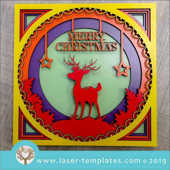 Laser cut template for 3D 3mm Christmas Deer Scene