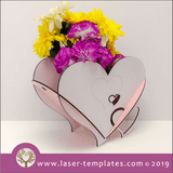 Laser cut template for 3D 3mm Heart Shapes Flower Pot