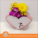 Laser cut template for 3D 3mm Heart Shapes Flower Pot