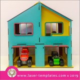 Laser cut template for 3D 3mm Kids house and garage for two cars