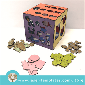 Laser cut template for 3D 3mm Kids Interactive Toy Box