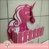 Laser cut template for 3d 3mm Kids Unicorn Bathroom or Bedroom Shelf