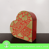 Laser cut template for 3D 3mm Living Hinge Valentine's Heart Box Large