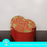 Laser cut template for 3D 3mm Living Hinge Valentine's Heart Box Large