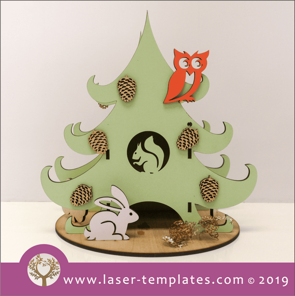 Laser cut template for 3D 3mm Pine cone Tree Box