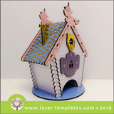 Laser cut template for 3D 3mm Unicorn Cupcake House